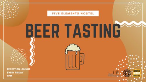 *OPEN TO GUESTS OF FIVE ELEMENTS HOSTEL ONLY*
Every Friday night, meet us in the reception lounge and try up to 24 German beers - for free! Mingle with other hostel guests, [...]